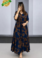 Arabic-code Premium Printed Rayon Maxi Dress