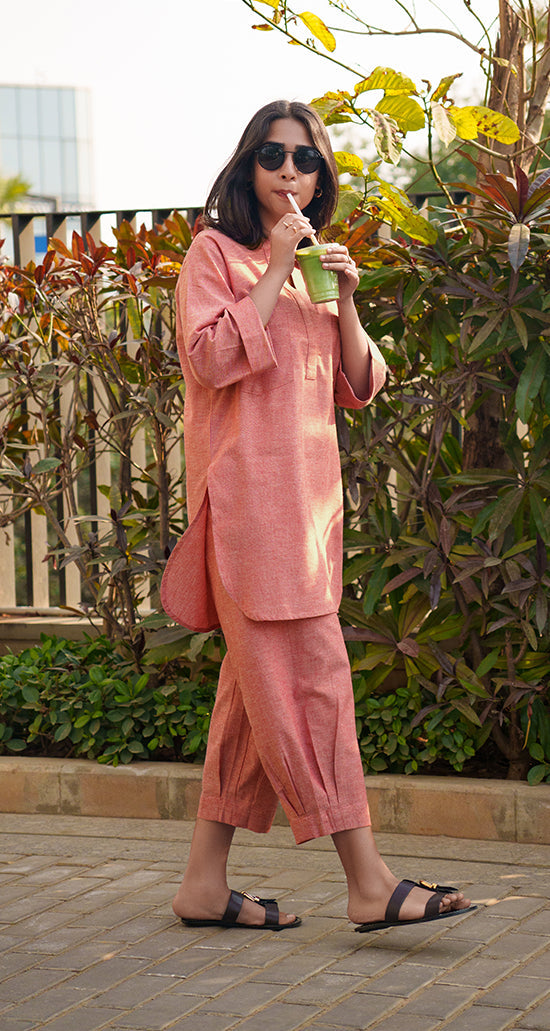 Premium Pure Cotton Ethnic Co-Ord Set – Breathable & Soft Luxury Kurta & Pants Ensemble