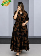 Arabic-code Premium Printed Rayon Maxi Dress