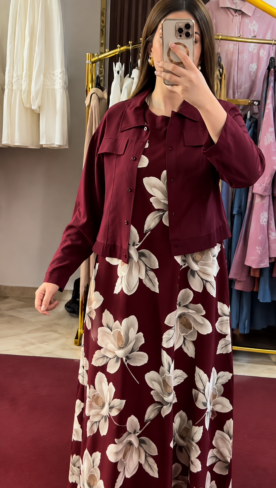 Premium Floral Printed 2-Piece Maxi Dress and Outerwear Set