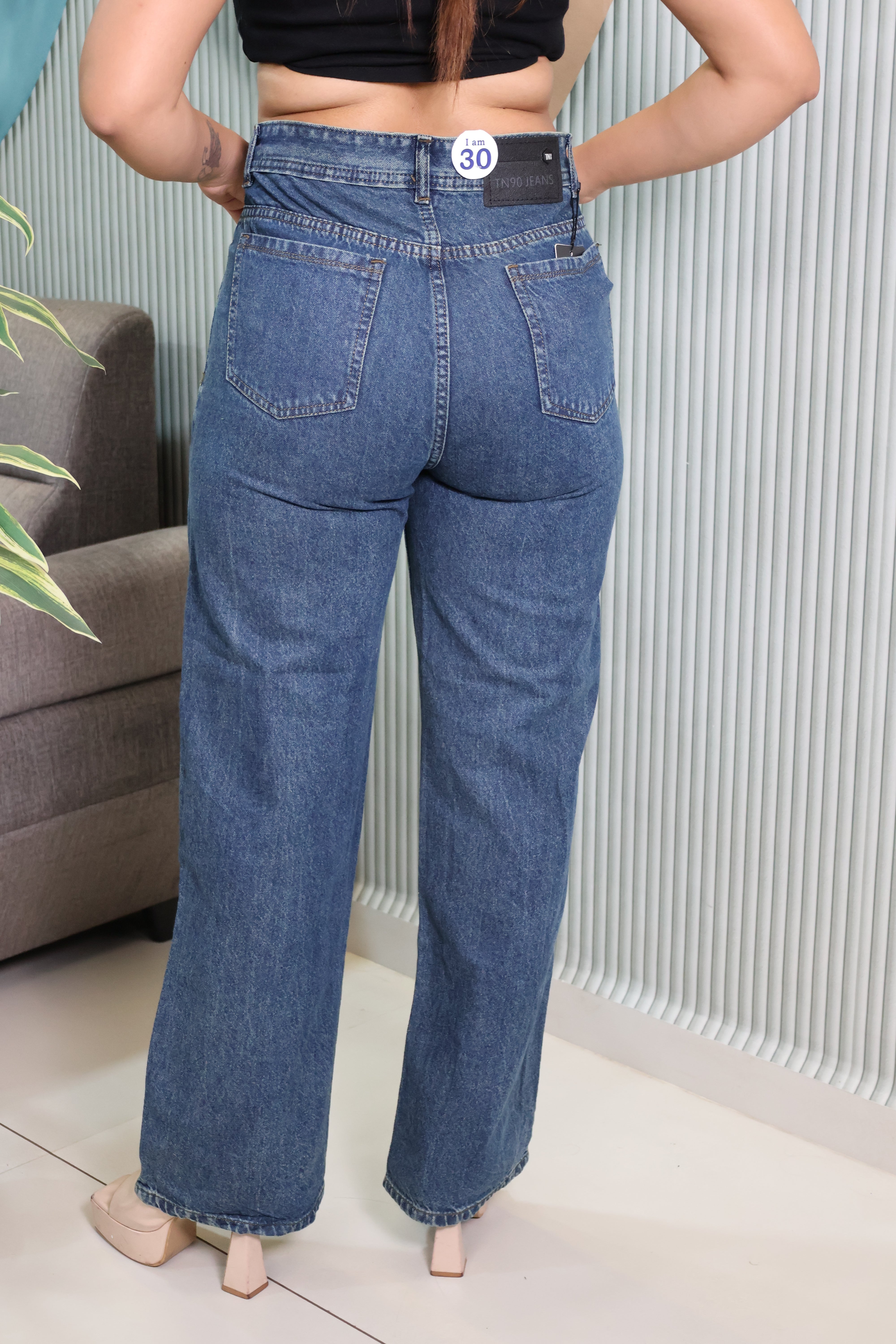 Butterfly Embellished High-Waist Non-Stretch Denim Jeans for Women