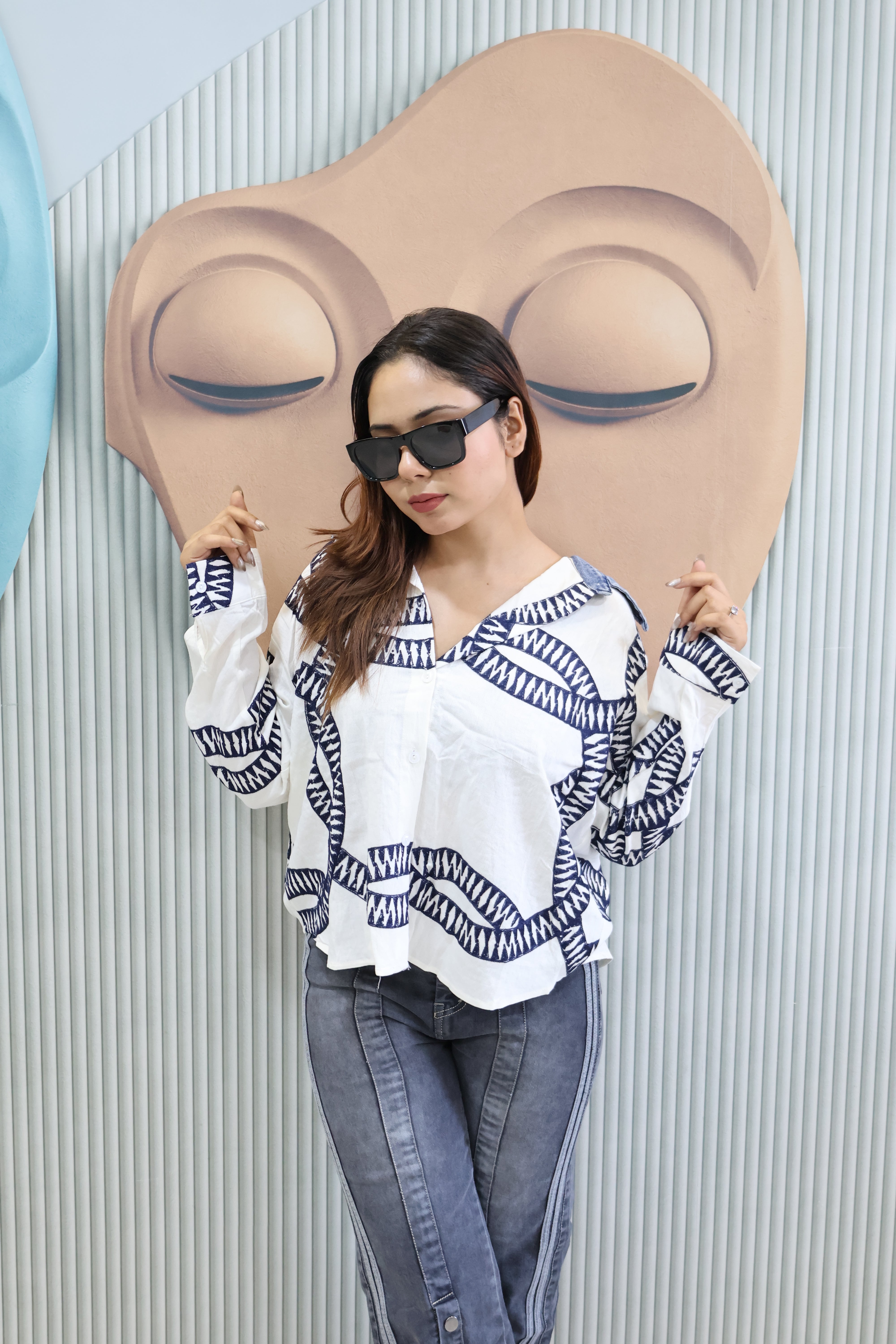 Designer Cotton Shirt with Handcrafted Work Detail