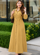 Elegant Western Maxi Dress for Women | Premium Button-Down Long Shirt Dress with Fabric Belt