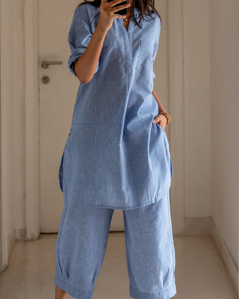 Premium Pure Cotton Ethnic Co-Ord Set – Breathable & Soft Luxury Kurta & Pants Ensemble