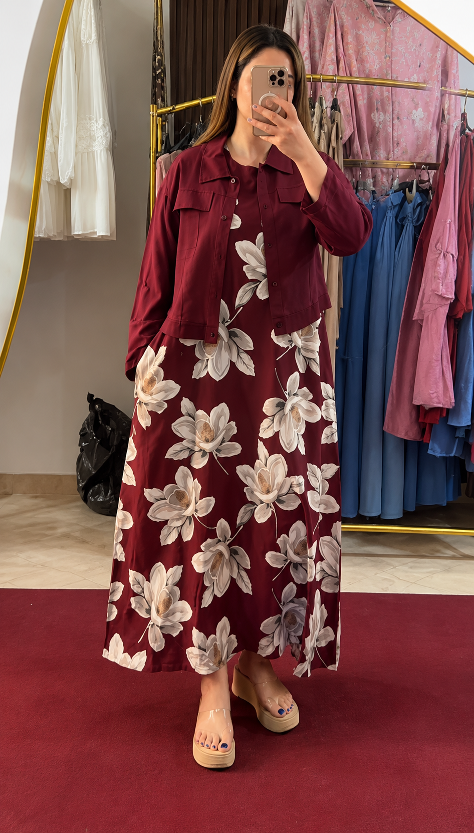 Premium Floral Printed 2-Piece Maxi Dress and Outerwear Set