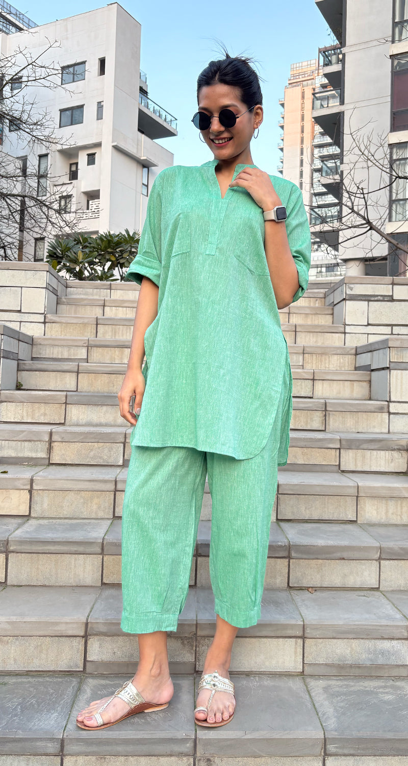 Premium Pure Cotton Ethnic Co-Ord Set – Breathable & Soft Luxury Kurta & Pants Ensemble